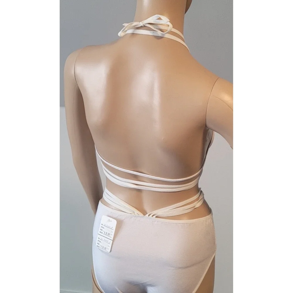 Woman Sexy White Cotton Stretch Bikini Size Medium SL3140 - Picture 5 of 8